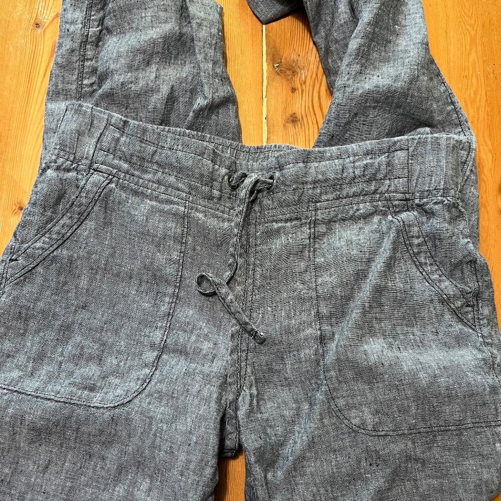 Athleta Linen Drawstring Waist Wide Leg Pants Size 4
